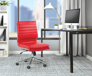 OSP Home Furnishings Armless Mid-back Faux Leather Office Chair with Lumbar Support and Chrome Base Red SPX23592C-U9