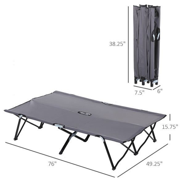 English Elm Outsunny 2 Person Folding Camping Cot - Extra Wide Elevated Bed For Comfort & Portability Anywhere! W2225P200861-GIGA