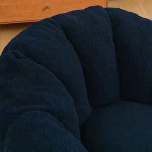 English Elm Bean Bag Lounge Chair Faux Fur Memory Foam Armrests Ergonomic Seat for Adults Dark Blue W2200P239863
