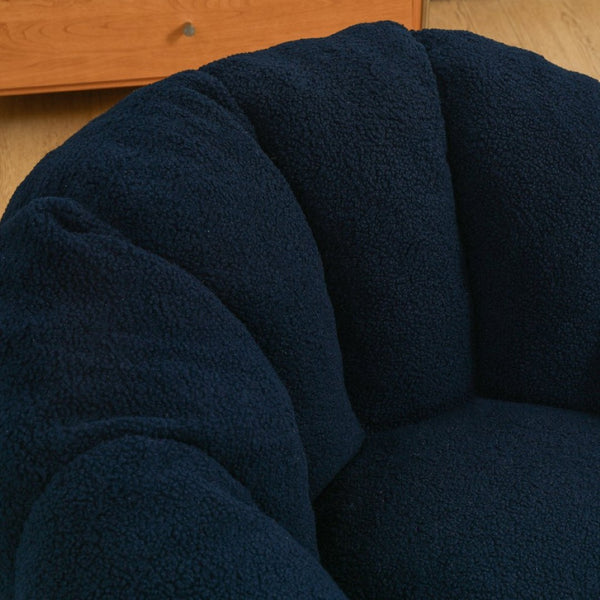 English Elm Bean Bag Lounge Chair Faux Fur Memory Foam Armrests Ergonomic Seat for Adults Dark Blue W2200P239863
