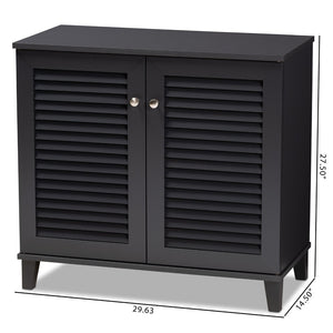 Baxton Studio Baxton Studio Modern Dark Grey Wood Shoe Storage Cabinet with Slatted Doors for Stylish Entryway 4-Shelf FP-01LV-Dark Grey