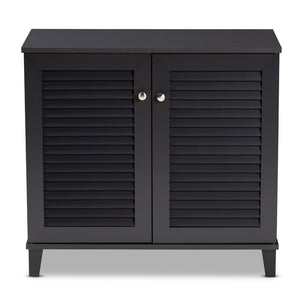 Baxton Studio Baxton Studio Modern Dark Grey Wood Shoe Storage Cabinet with Slatted Doors for Stylish Entryway 4-Shelf FP-01LV-Dark Grey