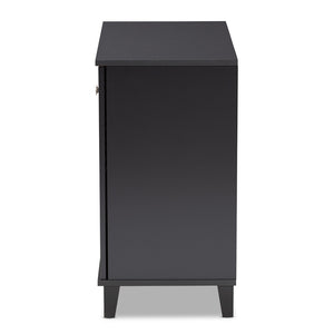 Baxton Studio Baxton Studio Modern Dark Grey Wood Shoe Storage Cabinet with Slatted Doors for Stylish Entryway 4-Shelf FP-01LV-Dark Grey