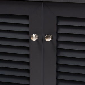 Baxton Studio Baxton Studio Modern Dark Grey Wood Shoe Storage Cabinet with Slatted Doors for Stylish Entryway 4-Shelf FP-01LV-Dark Grey