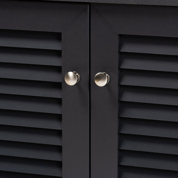 Baxton Studio Baxton Studio Modern Dark Grey Wood Shoe Storage Cabinet with Slatted Doors for Stylish Entryway 4-Shelf FP-01LV-Dark Grey