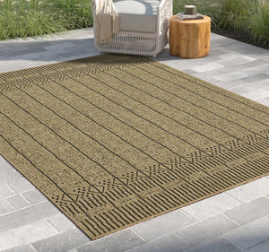 English Elm Earth Jute/Black Indoor/Outdoor Area Rug – Stylish 2'7" X 7'3" Durable Flatweave For High Traffic Areas B186P198834