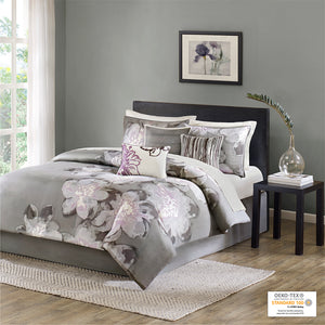 Madison Park Serena Transitional 7 Piece Comforter Set MP10-1101 Grey