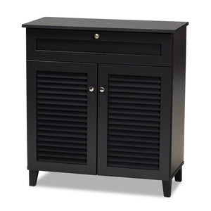 Baxton Studio Baxton Studio Modern Dark Grey Shoe Storage Cabinet with Drawer for Clutter-Free Entryway Style 4-Shelf FP-02LV-Dark Grey