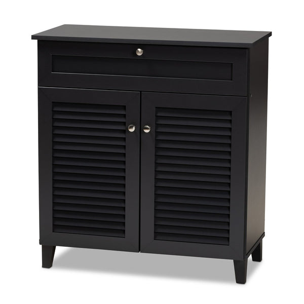 Baxton Studio Baxton Studio Modern Dark Grey Shoe Storage Cabinet with Drawer for Clutter-Free Entryway Style 4-Shelf FP-02LV-Dark Grey