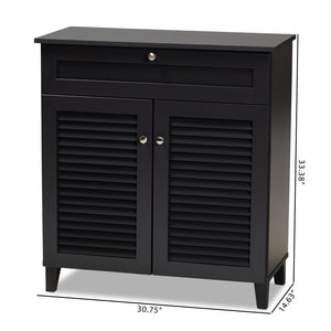 Baxton Studio Baxton Studio Modern Dark Grey Shoe Storage Cabinet with Drawer for Clutter-Free Entryway Style 4-Shelf FP-02LV-Dark Grey