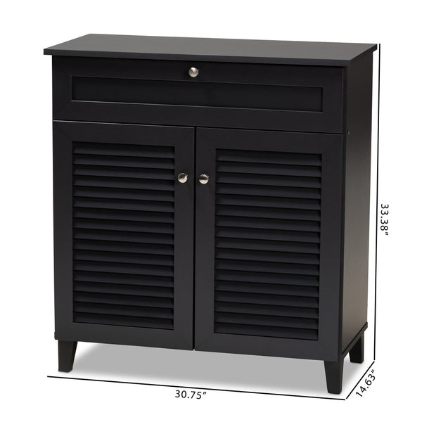 Baxton Studio Baxton Studio Modern Dark Grey Shoe Storage Cabinet with Drawer for Clutter-Free Entryway Style 4-Shelf FP-02LV-Dark Grey
