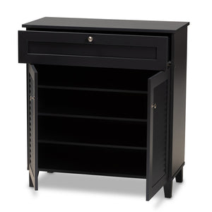 Baxton Studio Baxton Studio Modern Dark Grey Shoe Storage Cabinet with Drawer for Clutter-Free Entryway Style 4-Shelf FP-02LV-Dark Grey