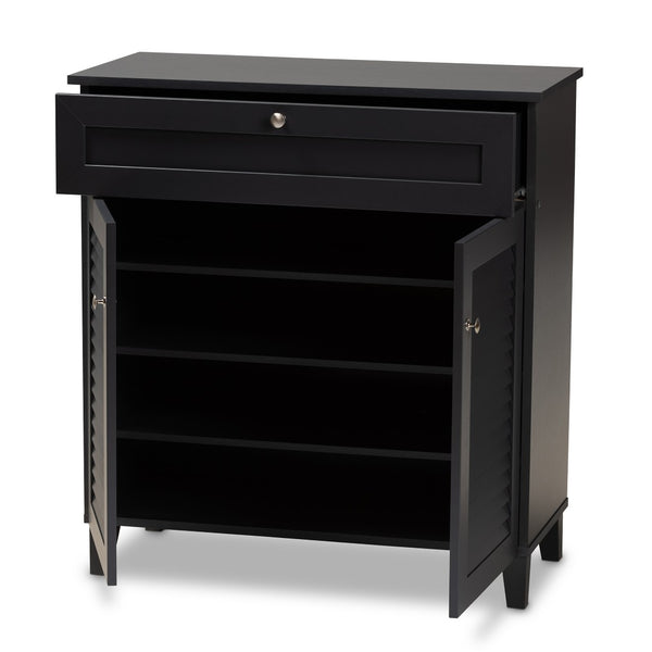 Baxton Studio Baxton Studio Modern Dark Grey Shoe Storage Cabinet with Drawer for Clutter-Free Entryway Style 4-Shelf FP-02LV-Dark Grey