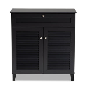 Baxton Studio Baxton Studio Modern Dark Grey Shoe Storage Cabinet with Drawer for Clutter-Free Entryway Style 4-Shelf FP-02LV-Dark Grey