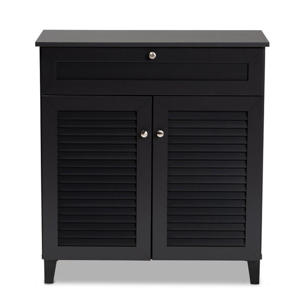 Baxton Studio Baxton Studio Modern Dark Grey Shoe Storage Cabinet with Drawer for Clutter-Free Entryway Style 4-Shelf FP-02LV-Dark Grey