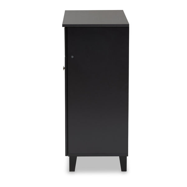 Baxton Studio Baxton Studio Modern Dark Grey Shoe Storage Cabinet with Drawer for Clutter-Free Entryway Style 4-Shelf FP-02LV-Dark Grey