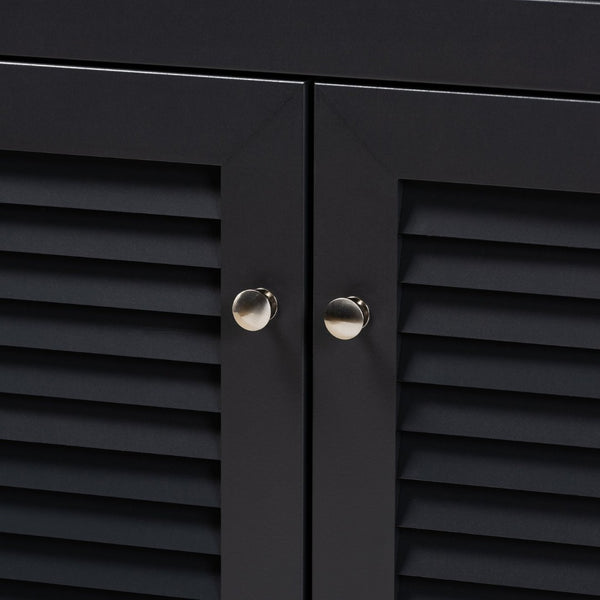 Baxton Studio Baxton Studio Modern Dark Grey Shoe Storage Cabinet with Drawer for Clutter-Free Entryway Style 4-Shelf FP-02LV-Dark Grey