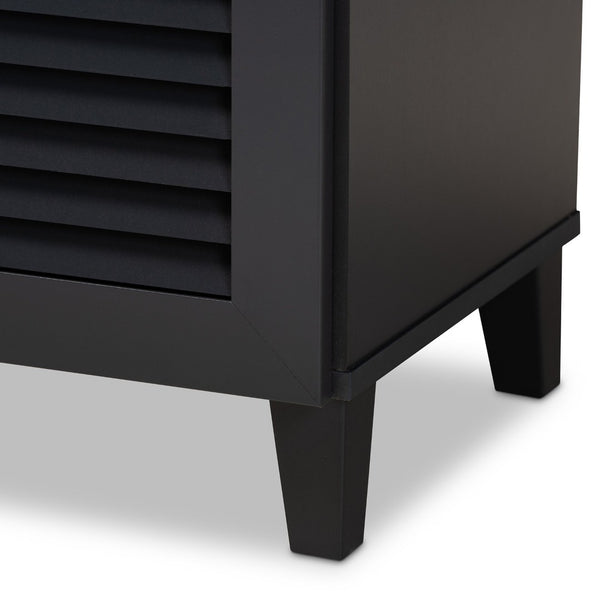 Baxton Studio Baxton Studio Modern Dark Grey Shoe Storage Cabinet with Drawer for Clutter-Free Entryway Style 4-Shelf FP-02LV-Dark Grey