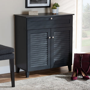 Baxton Studio Baxton Studio Modern Dark Grey Shoe Storage Cabinet with Drawer for Clutter-Free Entryway Style 4-Shelf FP-02LV-Dark Grey