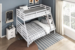 English Elm Twin Twin-over-Twin Bunk Bed with Guard Rails and Integrated Ladder, Oak-Veneer Durable Frame, Space-Saving Design White 58.5 L x 34.5 W x 7 H B011S01856