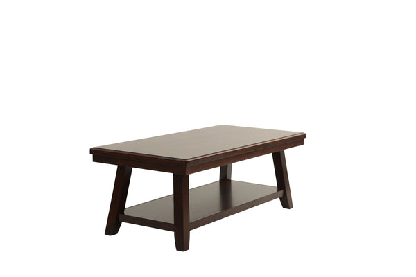 English Elm New Walnut Finish 1pc Coffee Table with Open Shelf, 47"x24" Modern Walnut Veneer Top & Solid Legs B011P396185