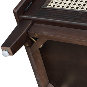 English Elm Trexm Bohemian Rattan Storage Bench Cushioned Seat Shoe Cabinet for Entryway Beige,Espresso N715P308012P