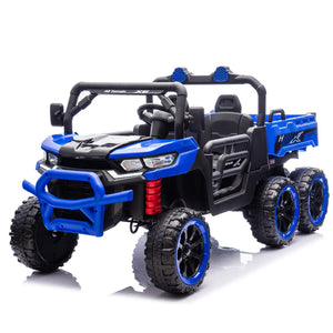 English Elm 24v Two Seat Kids Electric Dump Truck Six Wheel 4wd Utv with Parental Remote Blue W1578P268993