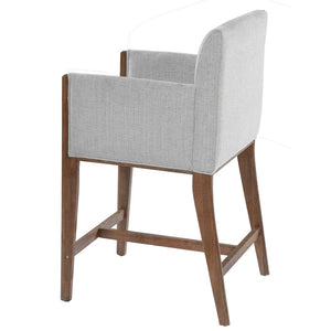 English Elm 24'' Upholstered Counter Stools with Arms Beige Set of 2 for Kitchen Island Walnut N780P354193D