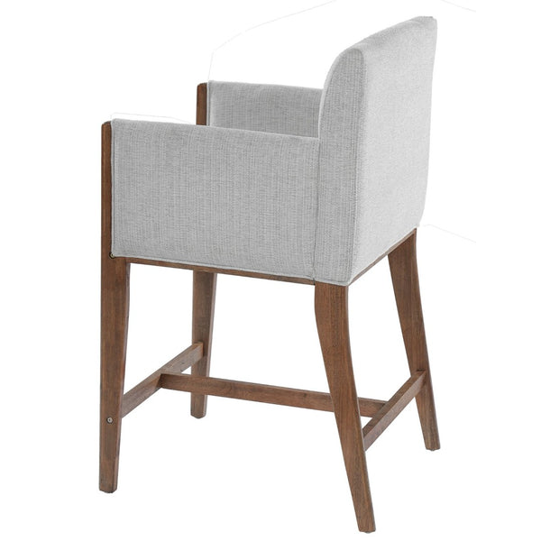 English Elm 24'' Upholstered Counter Stools with Arms Beige Set of 2 for Kitchen Island Walnut N780P354193D