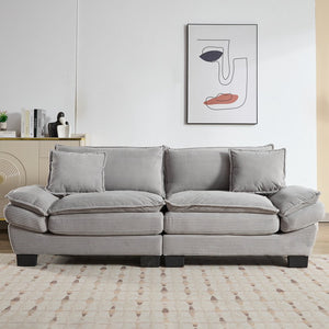 English Elm Corduroy Modern Sofa Sleeper Loveseat with Double-Layer Cushions, Two Pillows, Sturdy Frame 84" LIGHT GREY W676P227345