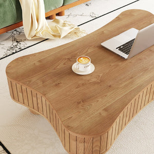English Elm Lift Top Coffee Table with Fluted Panels Hidden Storage and Hydraulic Rise for Living Rooms W1445P317476