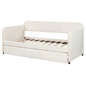 English Elm Upholstered Velvet Twin Daybed with Pull Out Trundle Sofa for Guest or Kids Room LP100127AAA