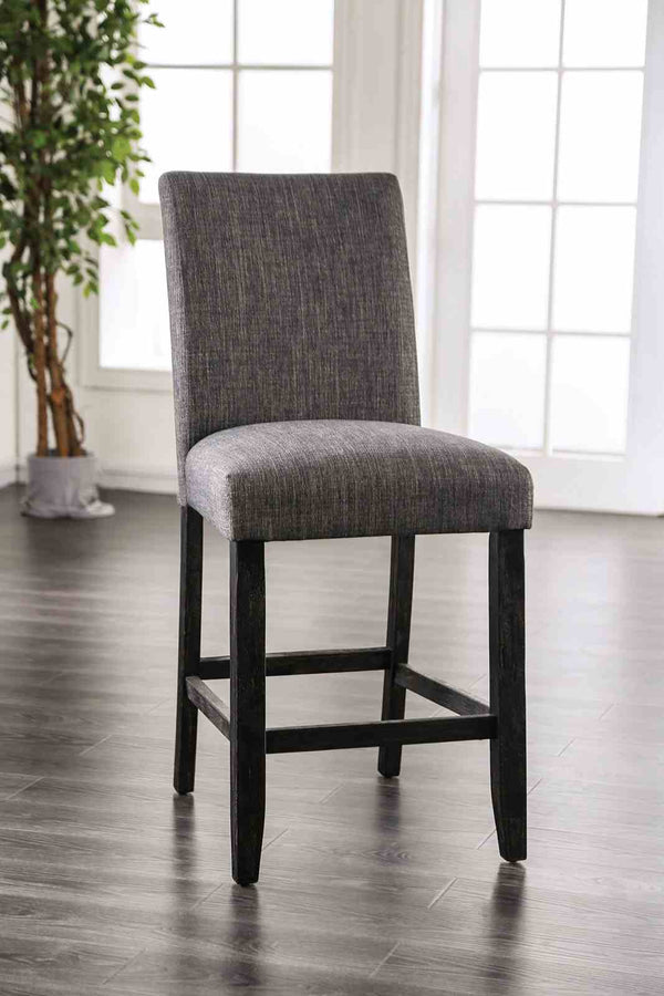 English Elm Gray Rustic 2pc Counter Height Chairs with Padded Fabric Seat & Back, Space-Saving Dining Comfort B2741P409554