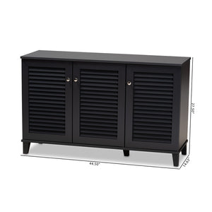 Baxton Studio Baxton Studio Modern Dark Grey Wood Shoe Storage Cabinet with Slatted Doors for Stylish Entryway 8-Shelf FP-04LV-Dark Grey