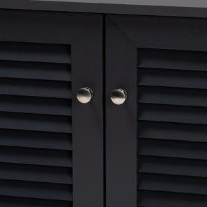 Baxton Studio Baxton Studio Modern Dark Grey Wood Shoe Storage Cabinet with Slatted Doors for Stylish Entryway 8-Shelf FP-04LV-Dark Grey