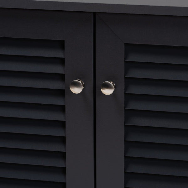 Baxton Studio Baxton Studio Modern Dark Grey Wood Shoe Storage Cabinet with Slatted Doors for Stylish Entryway 8-Shelf FP-04LV-Dark Grey