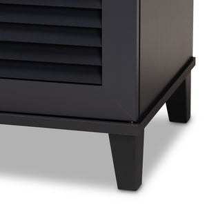 Baxton Studio Baxton Studio Modern Dark Grey Wood Shoe Storage Cabinet with Slatted Doors for Stylish Entryway 8-Shelf FP-04LV-Dark Grey