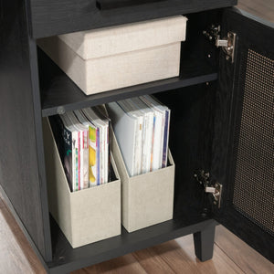 English Elm Desk, Sleek Black Engineered Wood Workspace With Ample Surface, Cable Management & Easy Assembly B356P402681