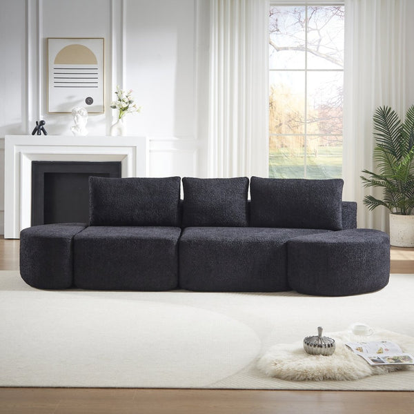 English Elm 106.3-inch Modular Chenille Sectional with Curved Ottomans for Modern Living Rooms W3505P383964
