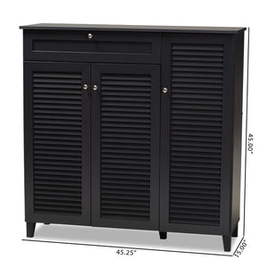 Baxton Studio Baxton Studio Modern Dark Grey Shoe Storage Cabinet with Drawer for Clutter-Free Entryway Style 11-Shelf FP-05LV-Dark Grey