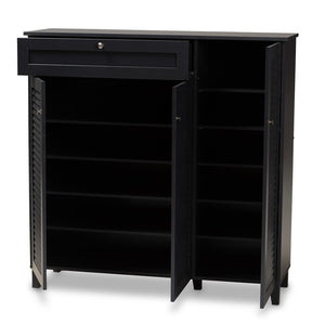 Baxton Studio Baxton Studio Modern Dark Grey Shoe Storage Cabinet with Drawer for Clutter-Free Entryway Style 11-Shelf FP-05LV-Dark Grey