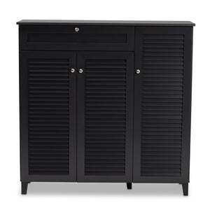 Baxton Studio Baxton Studio Modern Dark Grey Shoe Storage Cabinet with Drawer for Clutter-Free Entryway Style 11-Shelf FP-05LV-Dark Grey
