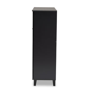 Baxton Studio Baxton Studio Modern Dark Grey Shoe Storage Cabinet with Drawer for Clutter-Free Entryway Style 11-Shelf FP-05LV-Dark Grey