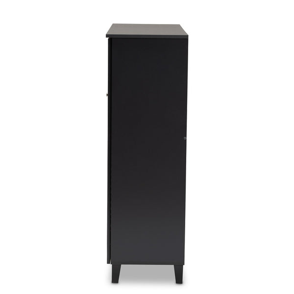 Baxton Studio Baxton Studio Modern Dark Grey Shoe Storage Cabinet with Drawer for Clutter-Free Entryway Style 11-Shelf FP-05LV-Dark Grey