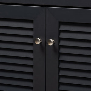 Baxton Studio Baxton Studio Modern Dark Grey Shoe Storage Cabinet with Drawer for Clutter-Free Entryway Style 11-Shelf FP-05LV-Dark Grey