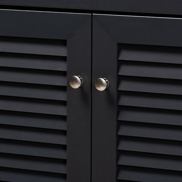 Baxton Studio Baxton Studio Modern Dark Grey Shoe Storage Cabinet with Drawer for Clutter-Free Entryway Style 11-Shelf FP-05LV-Dark Grey