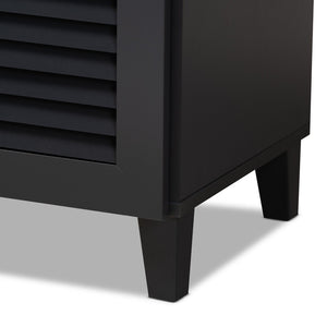 Baxton Studio Baxton Studio Modern Dark Grey Shoe Storage Cabinet with Drawer for Clutter-Free Entryway Style 11-Shelf FP-05LV-Dark Grey