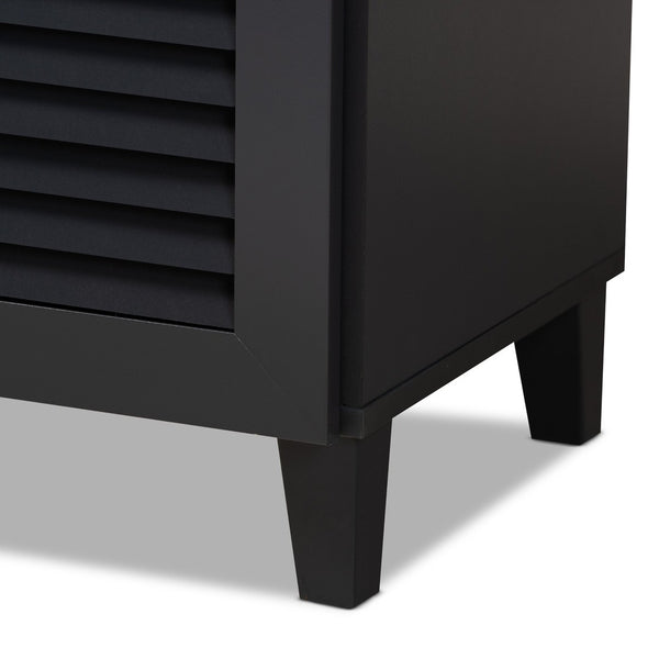 Baxton Studio Baxton Studio Modern Dark Grey Shoe Storage Cabinet with Drawer for Clutter-Free Entryway Style 11-Shelf FP-05LV-Dark Grey