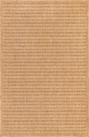 Unique Loom Outdoor Border Checkered Machine Made Border Rug Light Brown, Light Brown 5' 3" x 8' 0"