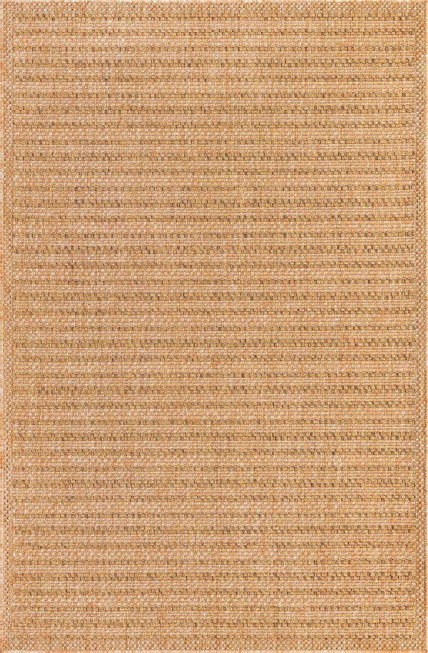Unique Loom Outdoor Border Checkered Machine Made Border Rug Light Brown, Light Brown 5' 3" x 8' 0"